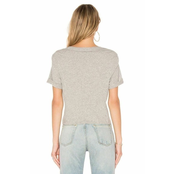 Joie Lizeth Lace Up Corset Front Short Sleeve Top in Heather Grey 100% Cotton, M - Picture 9 of 11